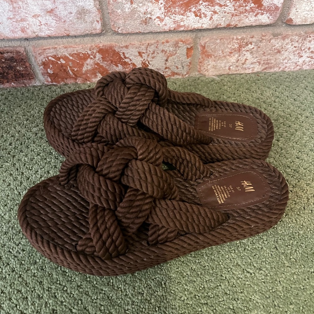 Brown Braided Rope Sandals